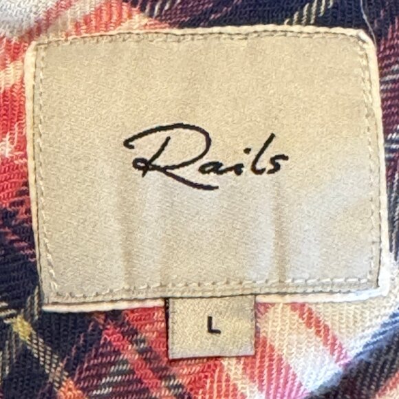So soft and like new! Rails Hunter Azure Pink Yellow Plaid Shirt Size Large - Picture 6 of 13